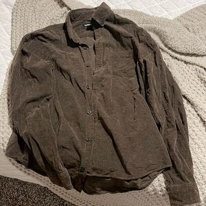 Express Corduroy Button Up | Brown | L